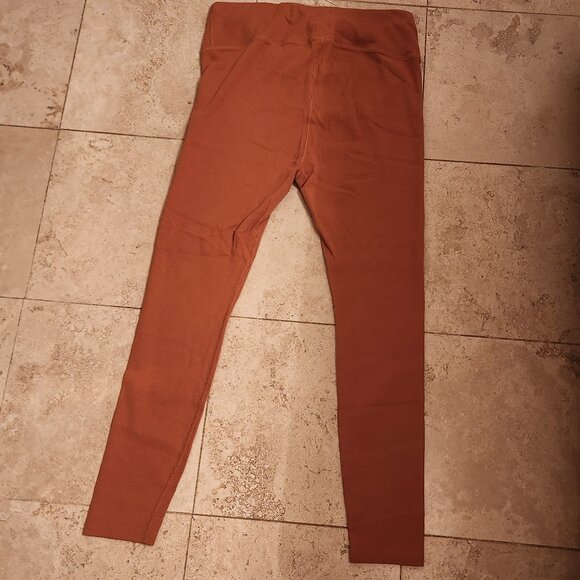 Pact Organic Cotton Ribbed Cotton Leggings - Pumpkin Color - Size XL - Picture 3 of 6